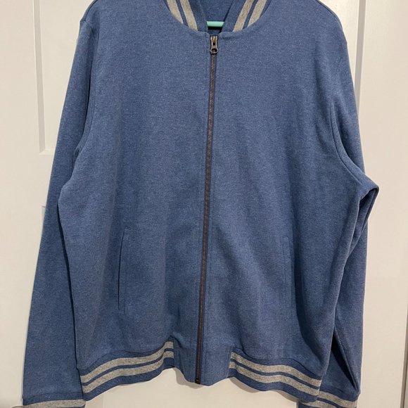 Rock the Zip Front Varsity Cardigan Sweater in Cool Blue from J. McLaughlin - Picture 2 of 8